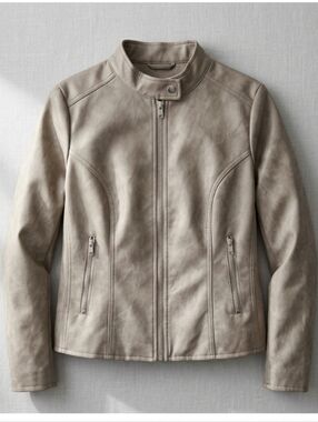 NWT Cavalini Taupe Vegan Leather Jacket
